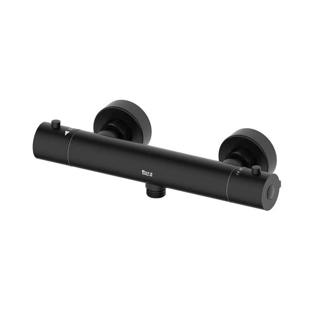 Cut out image of the Roca Splash-T Matt Black Round Thermostatic Shower Valve